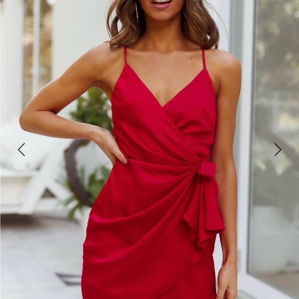 Elegant Red Wrap Dress